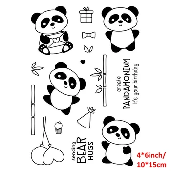 Gyvūnų Panda Bambuko Gimtadienio Skrybėlę Balionas Dovana Metalo Pjovimo Miršta Aiškią Skaidrią Antspaudų Rinkinys, Skirtas 