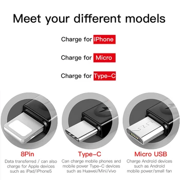 !ACCEZZ 3 in 1 USB Cable for iPhone Xs max 7 6 plius 6s 3A Greito Įkrovimo Kabelį, Laidą Xiaomi 