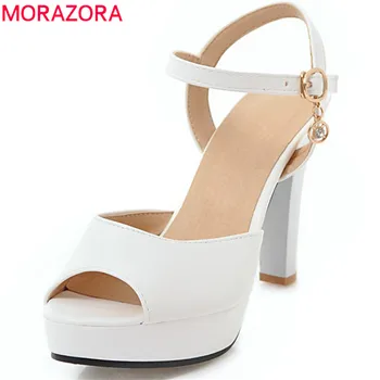 MORAZORA 2020 naują atvykimo moterų sandalai mados saldus vasaros bateliai rožinės šalis, vestuvių bateliai didelis dydis 34-47 hihg kulniukai lady batus