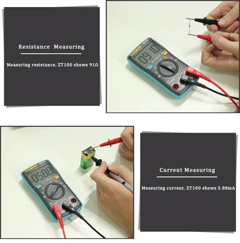 Skaitmeninis Multimetras BSIDE ZT100 4000 skaičiuoja DC/AC Įtampos Srovės Talpa Hz Diodų Ohm testeris Ammeter Voltmeter Apšvietimas