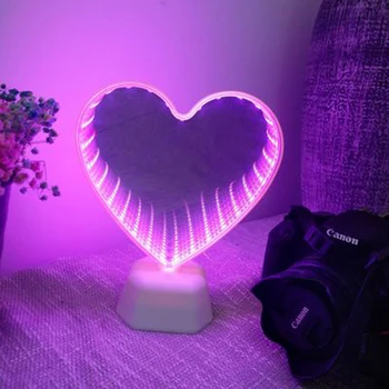 Xsky Naktį Šviesa Tunelio Lempos Infinity Veidrodėliai Žibintai LED Naktį Lempos Mielas 3D Širdies Kūrybos Naujovė Kaktusas Vienaragis Namų Led