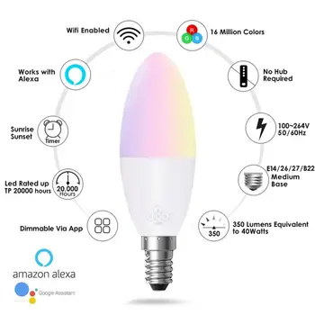 E14 E27 B22 E26 Smart WiFi LED Lemputė Alexa 