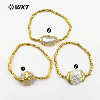 WT-B418 Didmeninė Užsakymą Beautyful baroko perlų Apyrankė su Aukso Electroplated Žalvario Karoliukų, skirta moterų Mados Juvelyrika