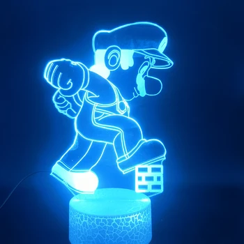 Animaciją Žaidimas Mario Lipant ant Plytų 3D Lempa Įvairių spalvų, su Remote Touch 