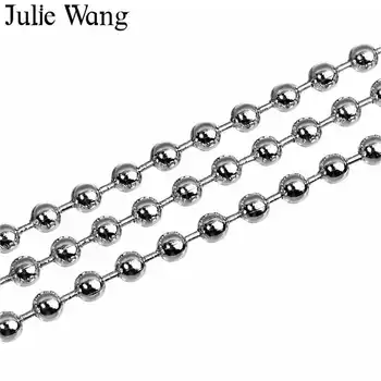 Julie Wang 10 Metrų/Roll 1.5/2/2.5/3mm Nerūdijančio Plieno Granulės Grandinės Karoliai Kamuolys Grandinės Apyrankės Juvelyrikos Priėmimo Priedų