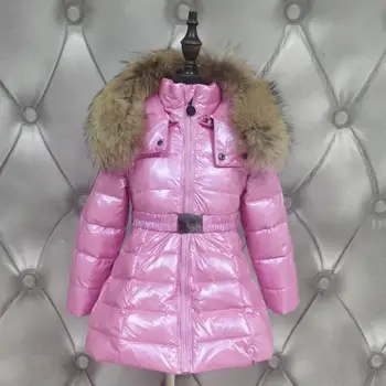 Rusijos žiemos mergaitės ir berniukai 99% Balta antis žemyn striukė vaikams tirštėti didelis nekilnojamojo kailių apykaklės paltai vaikai žemyn viršutiniai drabužiai -30degree