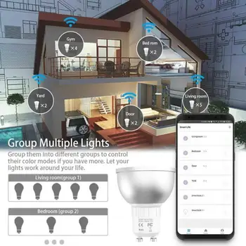 WiFi Smart Lemputės, LED Lempos taurės 5W Gu10 RGBCW Pritemdomi Su Laikmačio Funkcija, Balso Kontrolės Darbai Alexa 