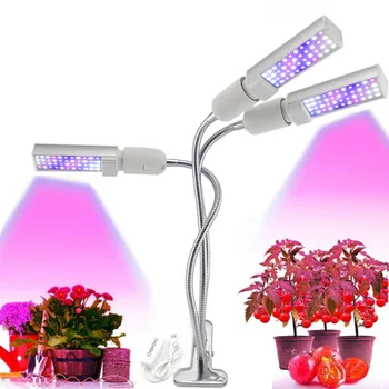3 vadovo LED Grow Light Fito Lempos kambarinių augalų raudona mėlyna Lempos gėlių Augimą growbox Įrašą Visą Spektrą USB 5V USB Laikmatis