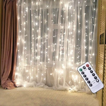 LED Užuolaidų Girliandą Langą USB Styginių Šviesos Pasakų Girlianda Nuotolinio Valdymo Naujųjų Metų Kalėdų Vakarėlį LED Lempos, Dekoracijos namams