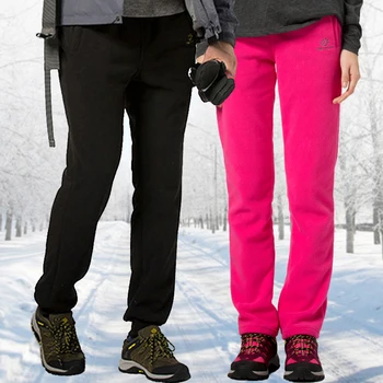 Plus Size Rudens-Žiemos Vyrų, Moterų, Lauko Kempingas Kelionėse Storas Fleece Kelnes Sporto Polar Medžiaga Vėjo Šiluminės Kelnės