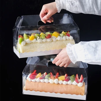 StoBag 10vnt Šveicarijos Roll Cake Box Pakuotės Barzda Skaidrus Rankšluosčiu Roll Putėsiai Didmeninė Gimtadienio, Vestuvių Rankų darbo Dovana