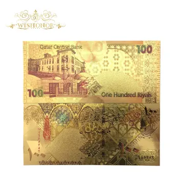 10vnt/daug Karšto Pardavimo Spalvos Kataras Banknotų Šimtą Riyals Banknotų 24k Aukso Netikrą Popieriniai Pinigai Už Dovanų