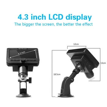 1080P 1000X Skaitmeninis Elektroninis Mikroskopas 4.3 colių HD LCD Ekranas Nešiojamas Skaitmeninis Mikroskopas Didinamojo stiklo Remontas Litavimo Įrankis