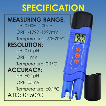 3-in-1 Pen Tipo Pasirinktinio įvedimo Skaitiklio ORP PH, oksidacijos-redukcijos Temperatūros Testeris su Automatiniu Temperatūros Kompensacija ir Neprivaloma Elektrodas
