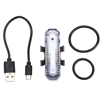4 Režimai, LED Dviratį Dviračiu Galiniai Naktį Šviesos USB Įkrovimo red&white Lempos