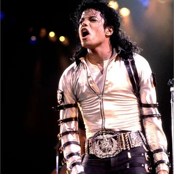 MJ Michael Jackson Klasikinis BLOGAS vokalinės koncertas Rodyti Sidabro Lydinio Punk Karines JAV Armijos Erelis Didelis Diržo Juostos Japonija 1980