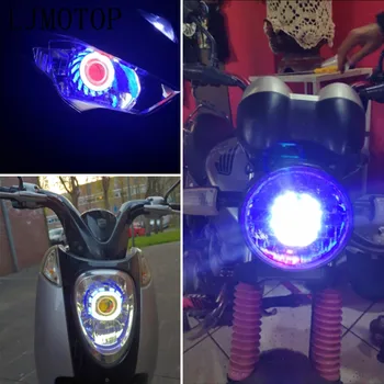 Už Kawasaki KLX 125 250 KDX 125 250 KTM Duke 200 Motociklo priekinis žibintas LED Projektoriaus Objektyvas Vieno Halo Angelas Velnio Akių Vietoje Šviesos