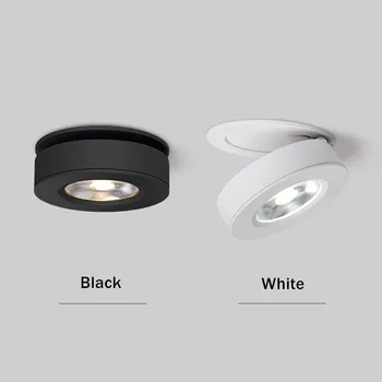 Ultra Plonas Led-Downlight Embedded Apvalus LED Šviesos Aliuminio Aukštos Kokybės Sulankstomas 360 laipsnių Sukimosi Vietoje pritemdomi led 3W 5W 7W