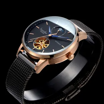 2019Switzerland prekės don Prabangus Automatinis Mechaninis laikrodis Vyrams Skeletas Kreivų Veidrodžių Vandeniui mens Laikrodžių Mados reloj