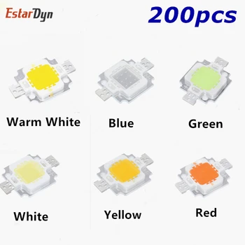 200PCS 10W balta/šiltai balta/Raudona/žalia/mėlyna/geltona Led lustas 10w Lemputė karoliukai 10W led Integruota Didelės galios led 10w
