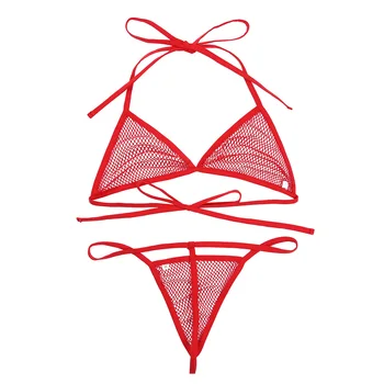 Iiniim Moterų Femme moteriškas apatinis Trikotažas, Bikini Nustatyti Vakare Šalies Bikini Žr.-per žvejybos tinklas Liemenėlė Viršų su G-string Seksualus Apatiniai Swimwears