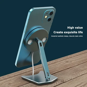 IPhone 12 Įkroviklis Aliuminio Magnetinio Belaidis Kroviklis, Sulankstomas Stovas iPhone12 MagSafe Reguliuojamas Darbalaukio Įkrovimo Turėtojas