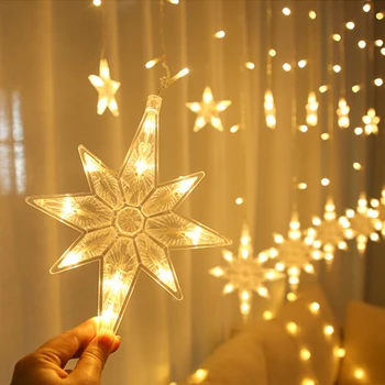 LED Polaris Užuolaidų String Žibintai Pasakų Star Lempos Naujųjų Metų Kalėdų Šventė Šalis, Lauko, Patalpų, Sodo Apšvietimas, Dekoras