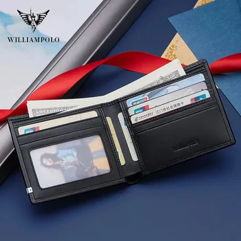 Williampolo Odinės vyriškos piniginės, horizontalios ir vertikalios ultra-plonas kreditinės kortelės įrašą du kartus sulenkite daugiafunkcinis Odos Piniginės