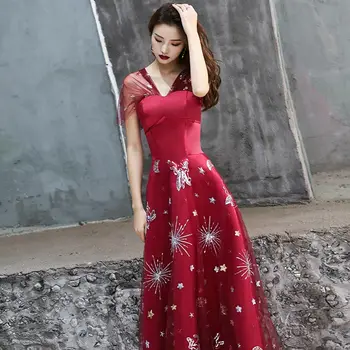 FADISTEE Naują atvykimo elegantiška, ilga suknelė prom šalis suknelės oficialų suknelė china modelis paprastas Bordo vakarinę suknelę 2019