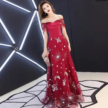 FADISTEE Naują atvykimo elegantiška, ilga suknelė prom šalis suknelės oficialų suknelė china modelis paprastas Bordo vakarinę suknelę 2019