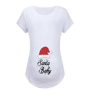 Nėščioms Moterims Marškinėliai, Laisvas Motinystės Topai Marškinėliai Enceinte Madinga Viršuje Nėštumo Drabužių Atspausdintas Kalėdų Kūdikio Mama Drabužiai