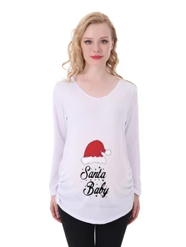 Nėščioms Moterims Marškinėliai, Laisvas Motinystės Topai Marškinėliai Enceinte Madinga Viršuje Nėštumo Drabužių Atspausdintas Kalėdų Kūdikio Mama Drabužiai