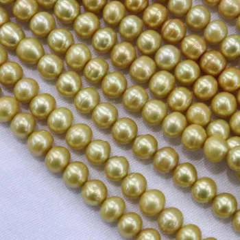 Naujų didmeninių 8 sruogos, 9mm nekilnojamojo gėlavandenių perlų spalvos variantas netoli apvalios duonos formos beadsZJ000308