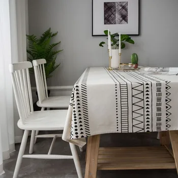 Medvilnės, Lino staltiesė Bohemijos juoda ir balta staltiesė mantel mesa stačiakampio stalo dangtis žurnalinis staliukas, Virtuvės Decro