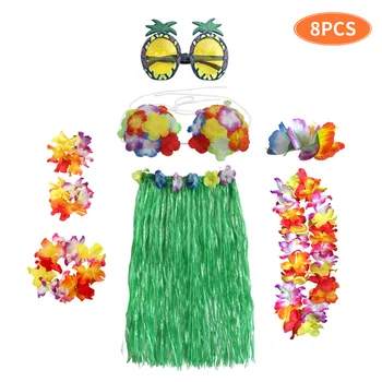 8Pcs Plastiko Pluoštas Merginos Moters Havajų Sijonas Žolės Kostiumas Gėlių Sijonai Hula Šokių Suknelė Šalis, Havajai Paplūdimio Tiekimo