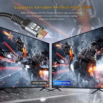 8K HDMI Kabelis 60Hz 48Gbps Versija 2.1 120hz 4K HDMI Garso Nešiojamas Laido Adapteriu Kompiuterio UHD FHD 3D PS5 PS4 Xiaomi 