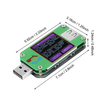 RD UM24 UM24C Testeris USB 2.0 LCD Ekranas Voltmeter Ammeter Baterija ChargeVoltage Srovės Matuoklis Multimetras Laidas Priemonę, Testeris