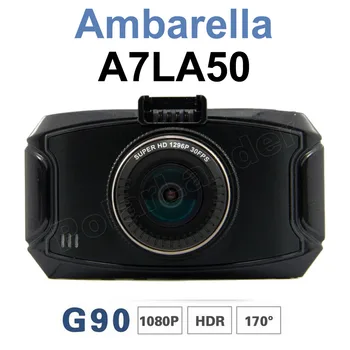 2,7 colio Ambarella A7LA50 Automobilių DVR Kamera Diktofonas G90 HD 1080P 170 laipsnių Naktinio Matymo vaizdo Kamera HDR Brūkšnys Cam