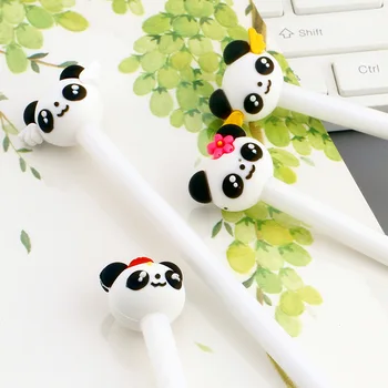 24 Vnt Kūrybos Raštinės reikmenys Animaciją Super Cute Panda Galvos Neutralus Mielas Gyvūnas Vandens Rašiklis Kawaii Mokykliniai Reikmenys Pen Rašyti