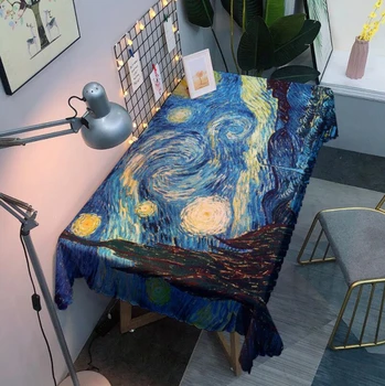 Van Gogh Aliejaus Tapybai 3D Staltiesė Audinys atsparus Dulkėms Stačiakampio Stalo Dangtis Šalies Namų Dekoro Vandeniui atspari Staltiesė 01