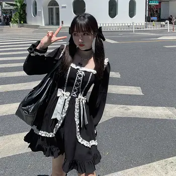 Japonijos Gothic Lolita Dress Mergaitė Kratinys Derliaus Dizaineris Mini Suknelė Japonija Stiliaus Kawaii Drabužių Patenka Suknelės Moterims 2020 m.