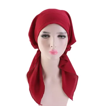 Helisopus Naujas Musulmonų Moterys Iš Anksto Susieta Turbaną Ponios Spausdinti Beanies Kepurės Vėžio Plaukų Slinkimas Wrap Skarelė Hijabs Plaukų Aksesuarai