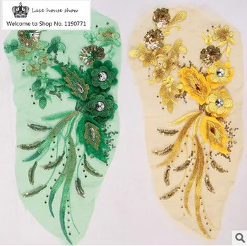 7 Spalvų Gazas Siuvinėjimai Blizgančiais 3D Gėlės Ryškus Grąžtai Pleistras Aplikacijos Etape Drabužių Medžiaga Aksomas Gėlės