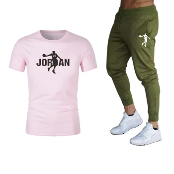 2020 vyriški T-shirt kostiumas 2 dalių kostiumą sportinę jogger prekės vyriškos kelnės atsitiktinis T-marškinėliai, sportinės aprangos kostiumas 14 spalvų pasirinkimas