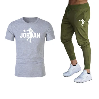2020 vyriški T-shirt kostiumas 2 dalių kostiumą sportinę jogger prekės vyriškos kelnės atsitiktinis T-marškinėliai, sportinės aprangos kostiumas 14 spalvų pasirinkimas
