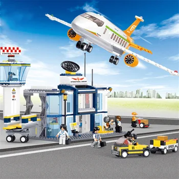 678Pcs Miesto Tarptautinio oro Uosto Aviacijos įrangos pardavimas, biuro įrangos Kūrimo Blokų Rinkinius Lėktuvo Duomenys Vaikai Plytų Žaislai Vaikams