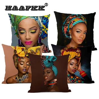 Madingas moteris, sofa-lova, dekoratyvinės pagalvės, Afrikos kultūrą, miegamojo pagalvėlė padengti, linas 45x45cm patalynės oreiller