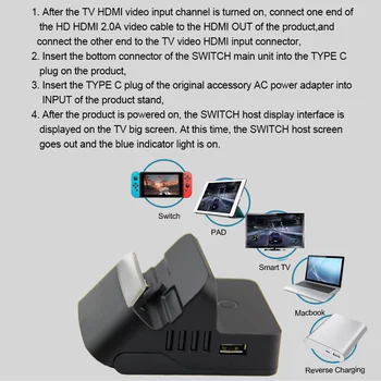 Switch HDMI Video Konverteris, Skirtas Nintend Jungiklis Įkrovimo Aušinimo Nešiojamų Bazės TELEVIZIJA Projektorius