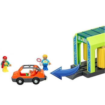 Modeliavimo automobilių plovimo Suderinamos Prekės Medinis Traukinio Vėžės Geležinkelio Statybos Blokas Nustatyti, Žaislai Vaikams