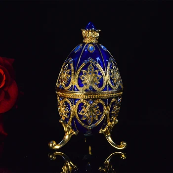 QIFU Rankdarbių Gražus Mėlynas Faberge Kiaušinis Papuošalų Langelyje